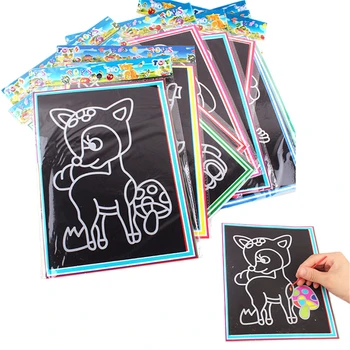 

10 Pcs 12.7cm x 17.2cm Colorful Magic Scratch Drawing Art Painting Paper Notebook Kids Children Educational Learning Stick Toys