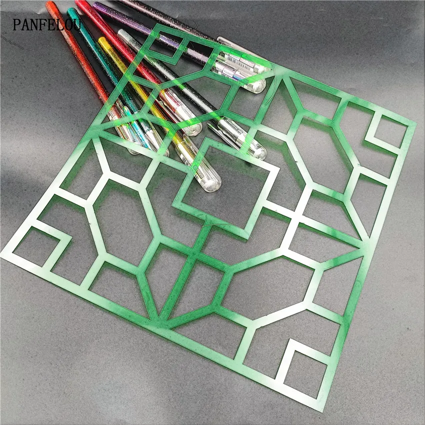 

Green puzzle grid scrapbook stencils spray plastic mold shield DIY cake hollow Embellishment printing lace ruler valentine