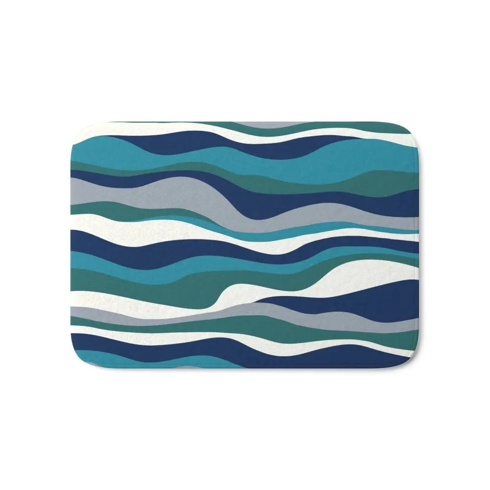 Customize Doormat Cordillera Stripe Teal Navy Combo Non Slip Floor