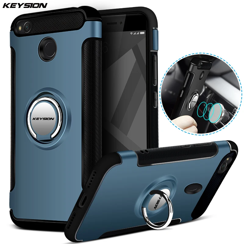 

KEYSION Case for Xiaomi Redmi 4X Car Holder Stand Magnetic Suction Bracket Finger Ring TPU + PC Back Cover for Xiaomi Redmi 4X