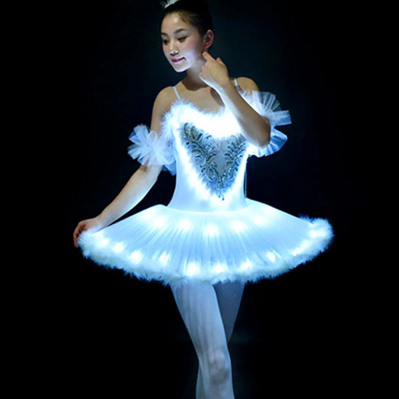 Профессиональная балетная пачка, светодиодный, Лебединое озеро, для взрослых, одежда для балета, юбка-пачка, для женщин, балерина, платье для девочек, вечерние