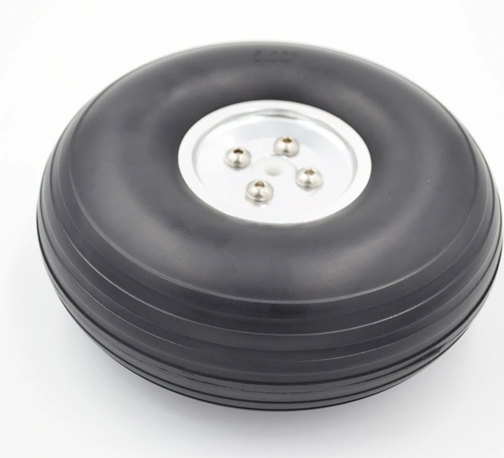 

1 pair 5" 127mm CNC Dia-Casting Aluminum Hub PU Wheel for Electric Gasoline RC Airplane 5 Inch