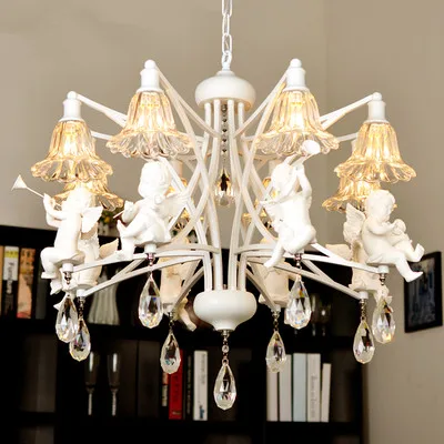 

New Arrival Newly European Modern Nordic Style Creative Brief Restaurant Lights Angel Violin Personalized Crystal Pendant Lamp