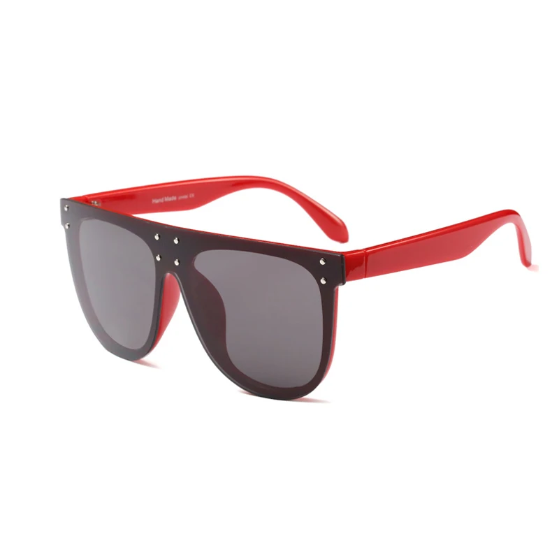 Королевские женские солнцезащитные очки для девушек, овальные Модные женские мужские оправы acetate с плоским верхом, брендовые дизайнерские солнцезащитные очки SS090 - Цвет линз: C4-Red Leg-Gray