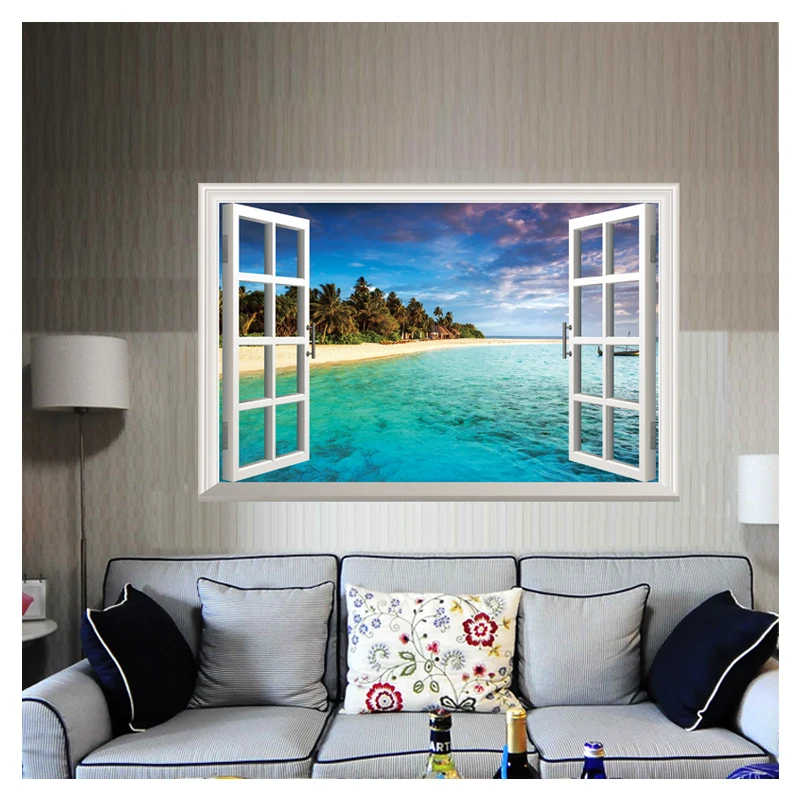 

3D Ocean Nature Sea View Mural Window Home Decor Sticker Room picture poster art