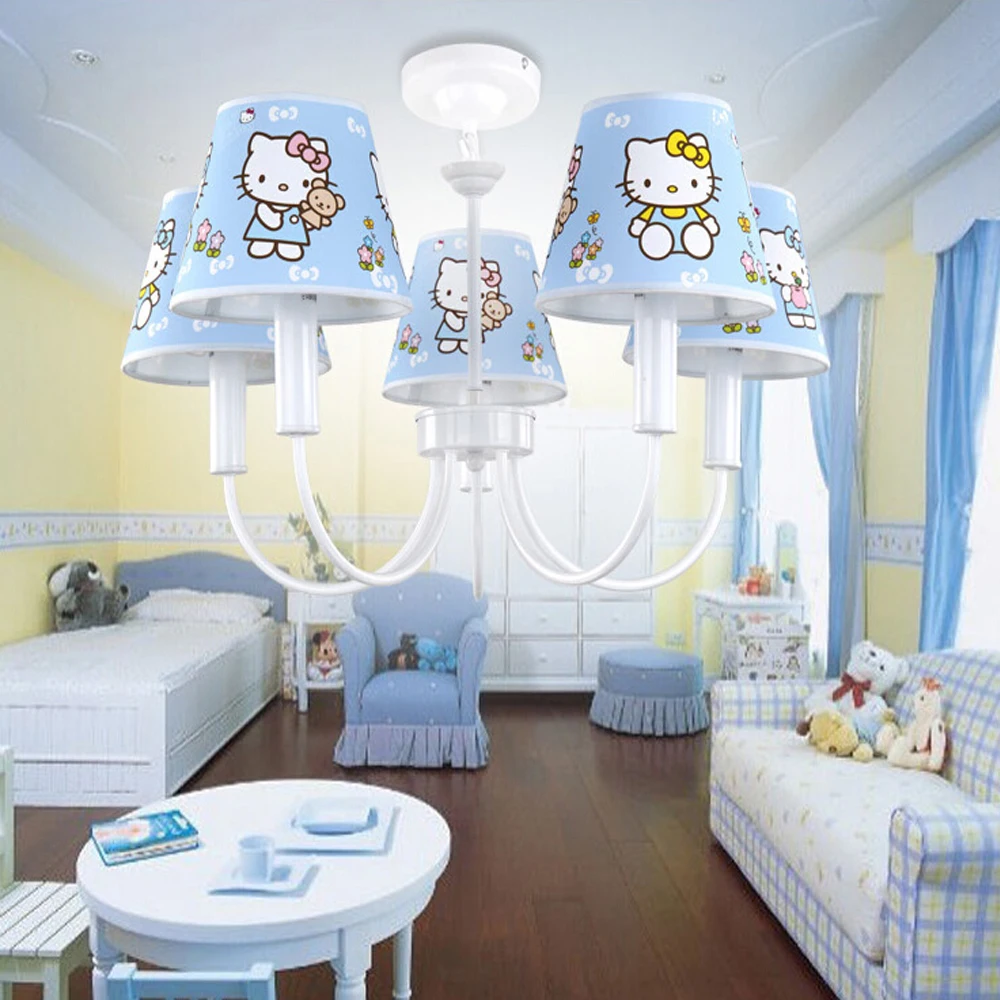 

2017 New Cartoon Pastoral Chandelier 110V-220V Modern Cartoon Chandelier and Children's Room with Light Blue Chandelier