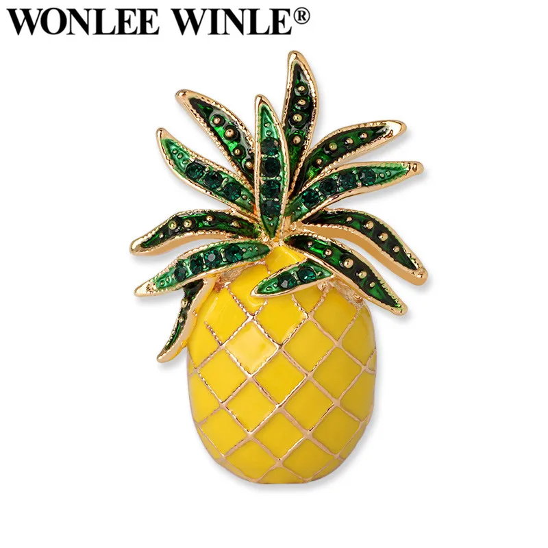 Wonlee Winle TOP Quality Full Rhinestone Austria Crystal Fruit Pineapple Brooches for Women Fashion Jewelry | Украшения и