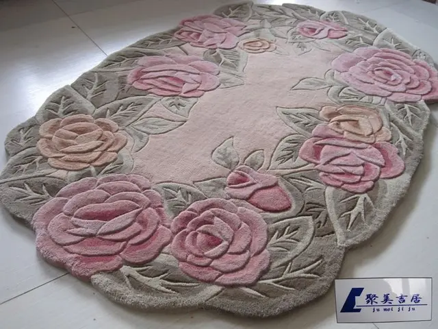 Area Rugs Carpet Oval Shape Pure Wool Living Room Rose Area Rugs Carpet Oval Shape Pure Wool Living Room Rose Flower Coffee Table Rug Bedroom