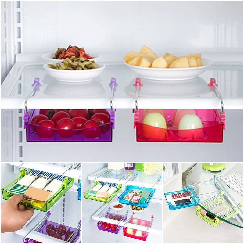 

1pc Creative Simple Style Fridge Storage Rack Fridge Storage Holder Easy Storage Organizer Kitchen Gadget Food-preserving Plate