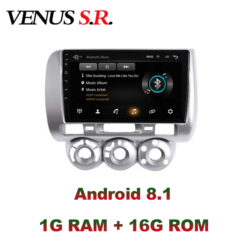 Top VenusSR Android 8.1 2.5D car dvd for Honda Fit Jazz 2004-2007 multimedia headunit GPS Radio stereo gps navigation 0