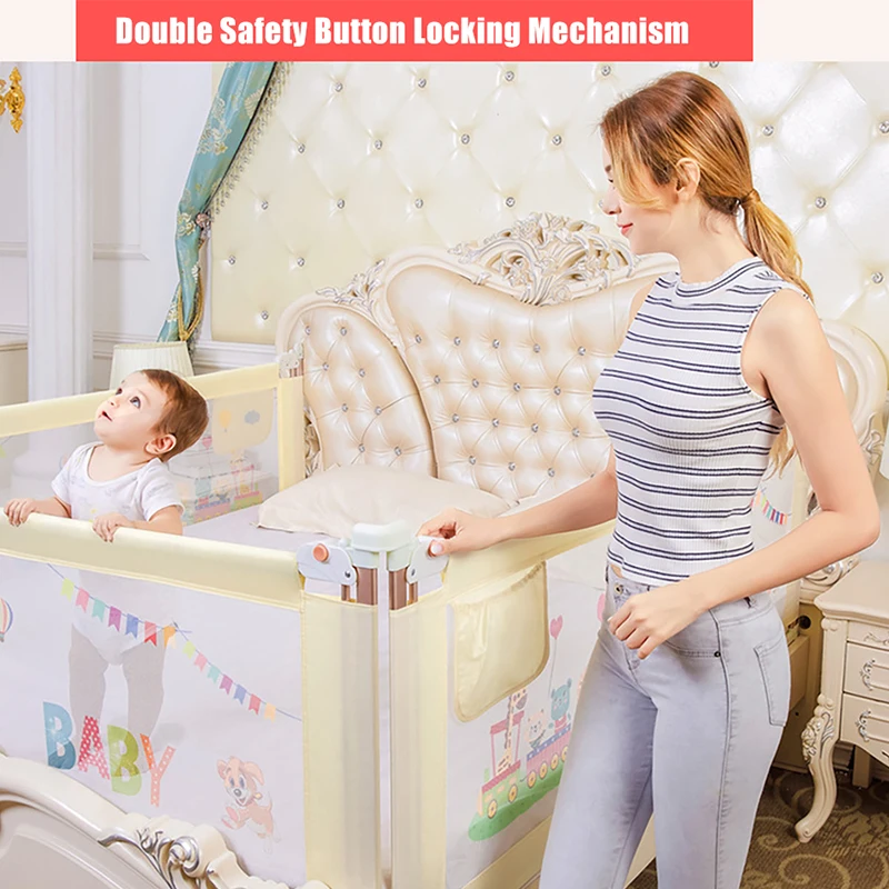 IMBABY Safety Barrier for Children's Beds Crib Bumpers Child Bed Barrier Cute Cartoon Sky Blue Baby Bed Guardrail Protect Baby