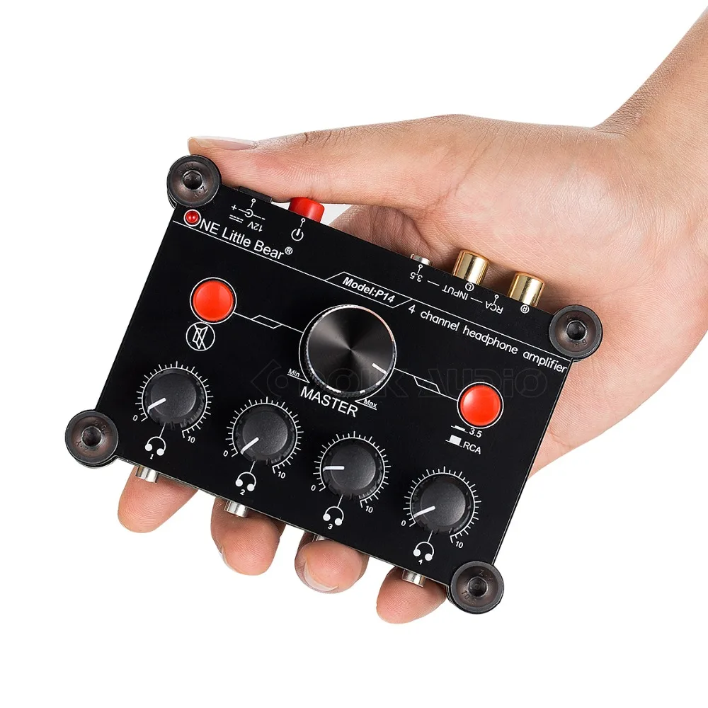 

P14 Black Mini 4-Channel Stereo Headphone Amplifier Amp Splitter studio