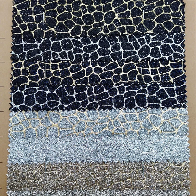 

Embossed Crocodile Stone Grain Leather, Glitter Leather Fabric with Cotton Backing P1715