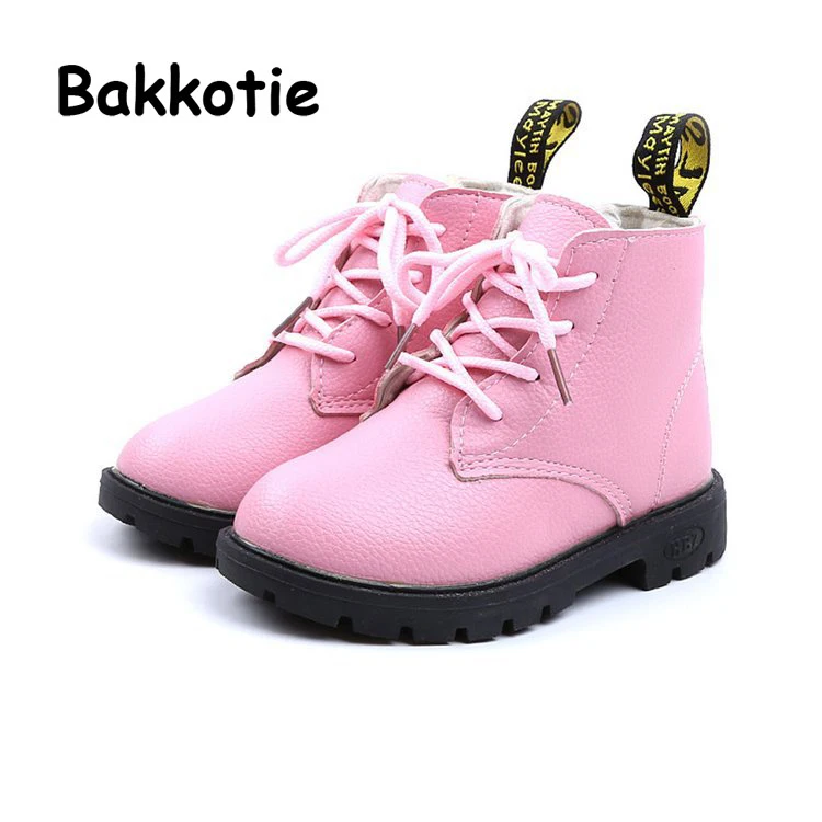 Bakkotie 2018 зимняя модная новая детская теплая обувь для маленьких девочек черные ботинки martin детские из искусственной кожи Брендовая обувь