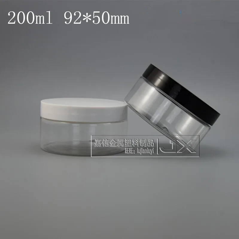 

200g/ml Clear Lucencency Plastic Flat Jar bottle Wholesale Retail Originales Refillable Cream Butter Empty Cosmetic Containers