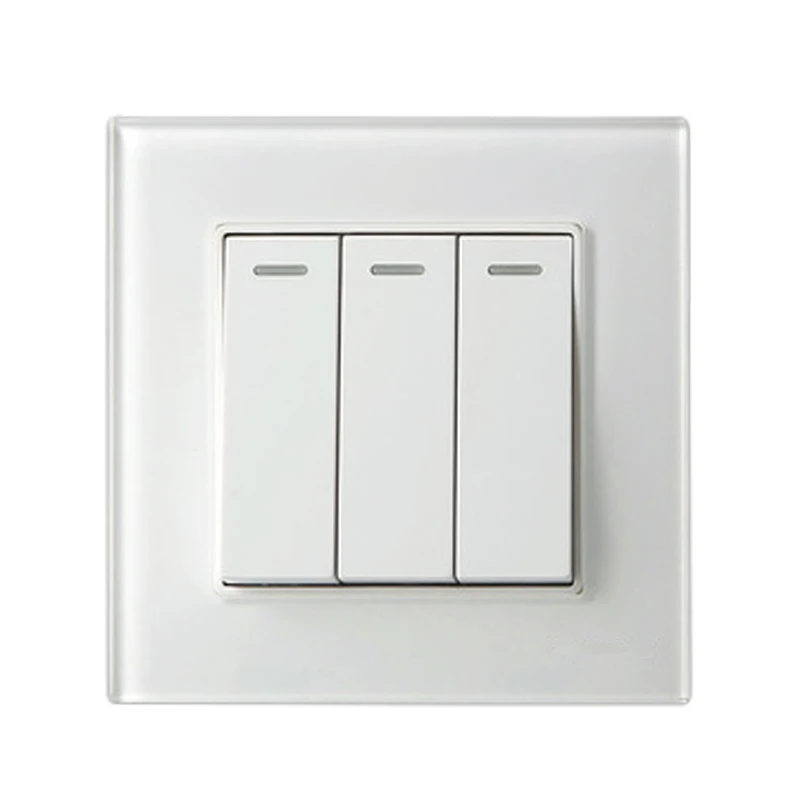 COSWALL-3-Gang-1-Way-Luxury-Crystal-Glass-Panel-Light-Switch-Push-Button-Wall-Switch-Interruptor