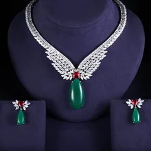 Janeklly, Трендовое свадебное ожерелье, серьги для женщин, аксессуары, полный кубический цирконий, наборы свадебных ювелирных изделий, pendientes mujer moda