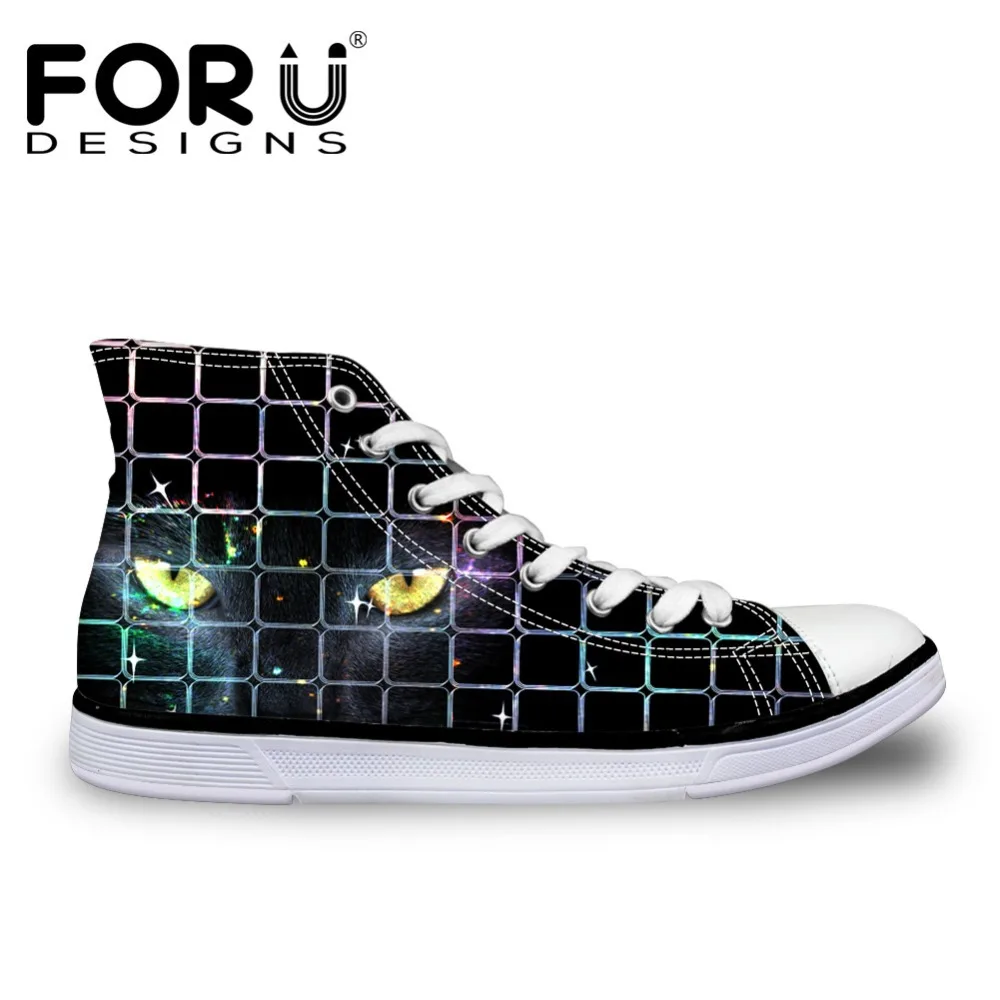 

FORUDESIGNS Black Men's Vulcanized Shoes Flats Animal Cool Wolf Pattern Men Fashion Canvas Shoes Men's Sneakers Casual Walking