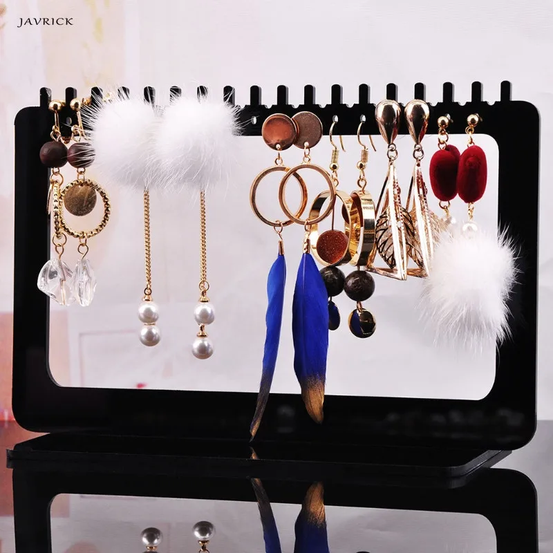 

JAVRICK Jewelry Display Rack Acrylic Rectangle Earrings Organizer Holder Stand Storage NEW