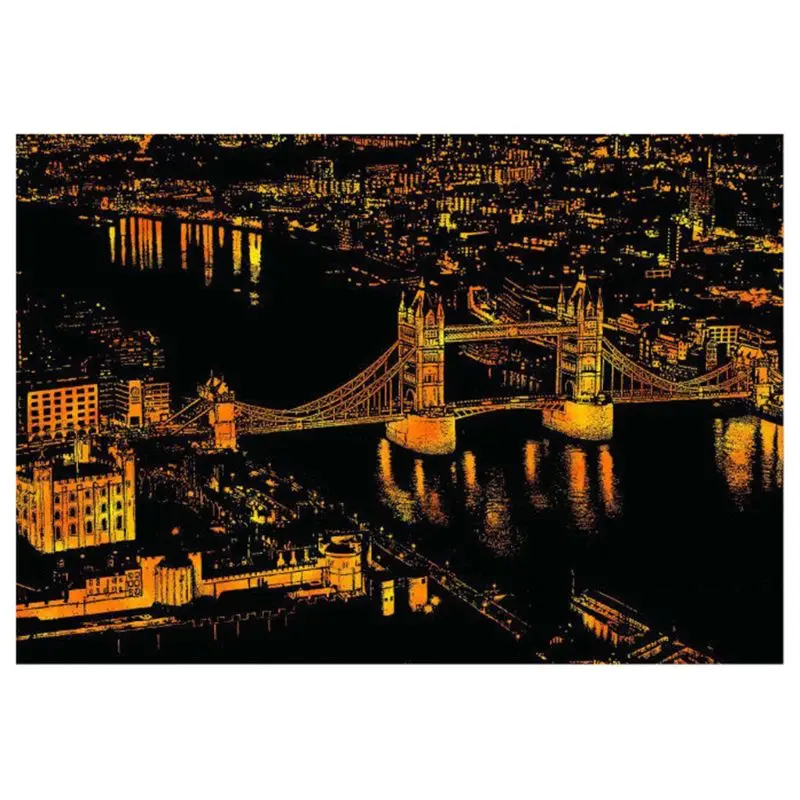 Креативная цветная открытка для скрапания ночных сцен царапин классический мир мода город знак поздравительные открытки