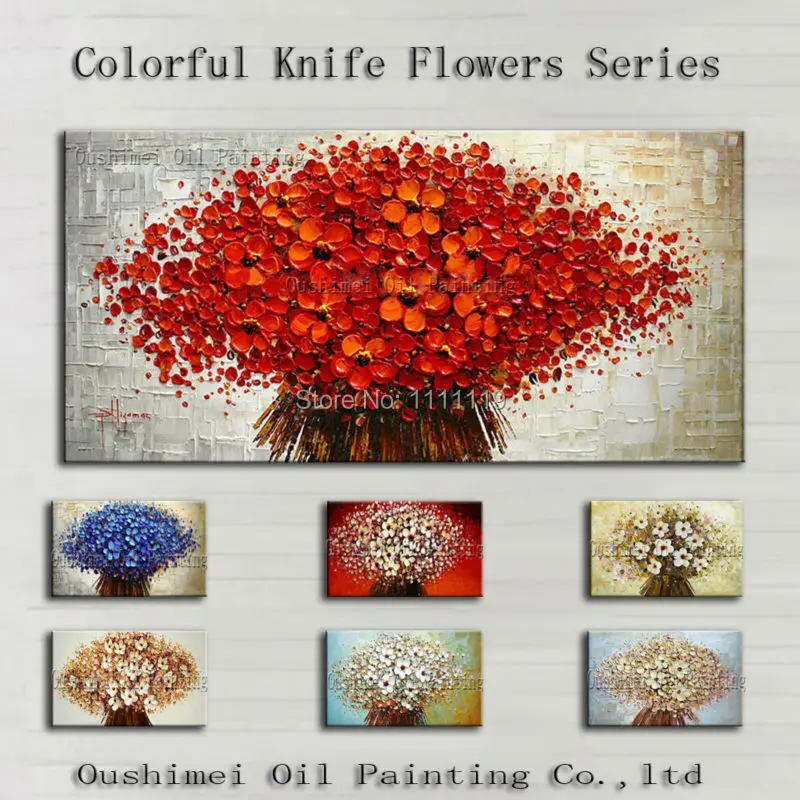 

Hand Painted Colorful Flower Oil Painting Knife Paintings Modern Abstract Picture Wall Pictures For Living Room Canvas Painting