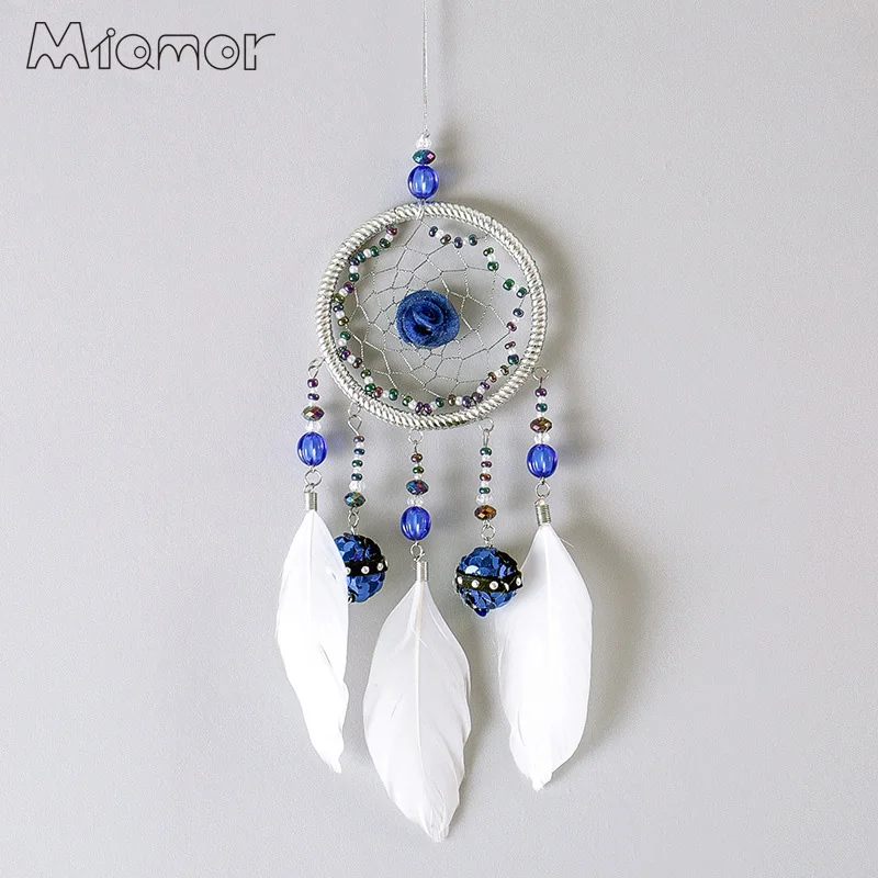 

MIAMOR Small Dreamcatcher With White Feather Gift for Kid's Bedroom Decor Car Pendant Home Wall Hanging Decoration AMOR034