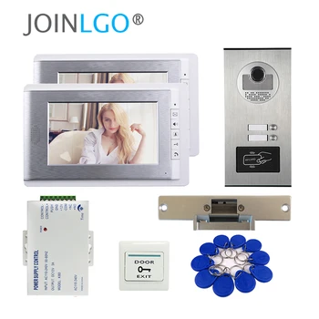 

FREE SHIPPING Apartment 7" LCD Video Door Phone Intercom System + RFID Access Outdoor Camera for 2 Family + Electric Strike Lock