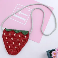 Мультяшный мини-кошелек для монет, нулевой кошелек, сумка для девочек, фрукты, клубника, изменение денег, кошелек, тканый набор для малыша, сумка, 3 шт
