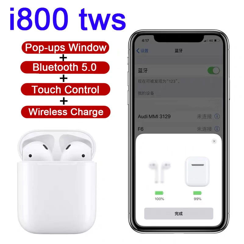 

Wireless Charging Pop-ups TWS I800 Touch Bluetooth Earphone 5.0 Earbuds for phone i800tws Sports Headset without wire earphones