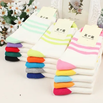 

ZDL-284 Classic Women Cotton Stripe Girls Boys Retro Unisex Striped Breathable Socks 10 pairs