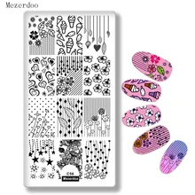 

Mezerdoo Summer Theme Rectangle Nail Stamping Plates Icecream Love Star Flower Pattern Nail Art Stamp Template Image Plate C56