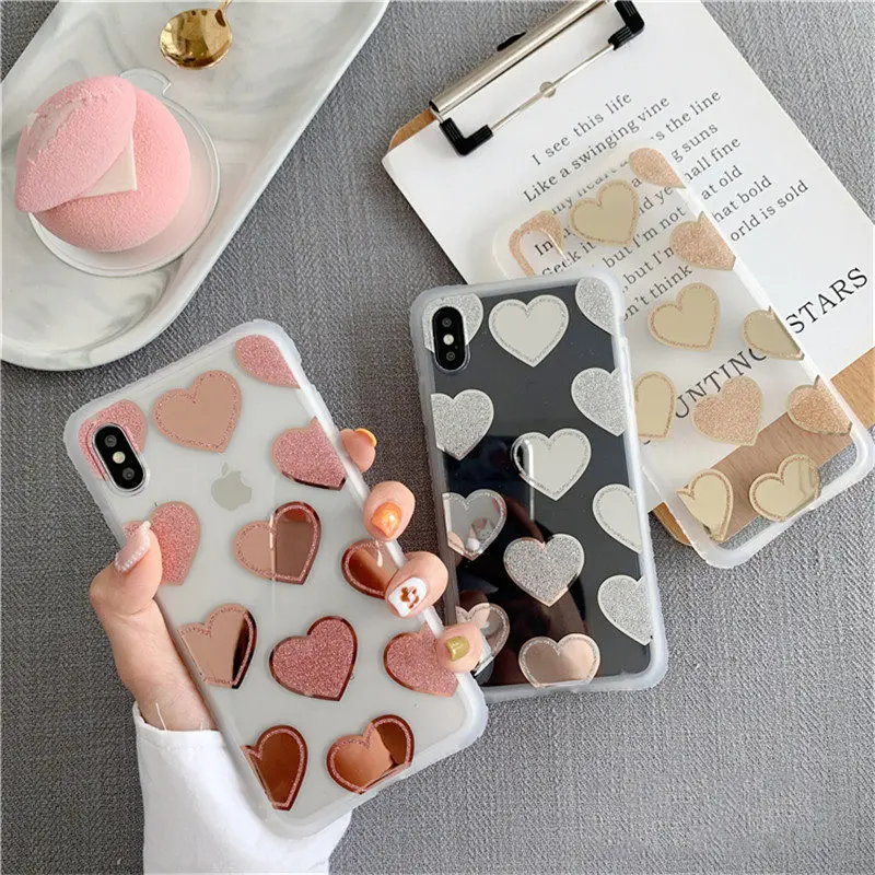 

Super anti-drop transparent plating love phone case For iphone XS MAX XR X 6 6s 7 8plus case fashion soft TPU capa back cover