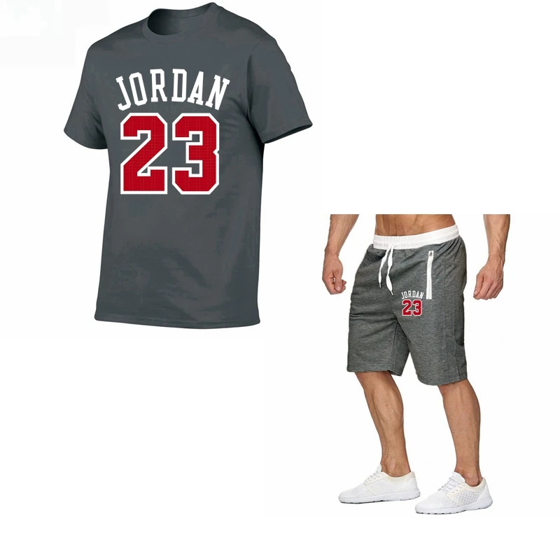 

2019 New Brand Clothing Jordan 23 Men T-shirt Swag T-Shirt Cotton Print T shirt Homme Fitness Camisetas Hip Hop Tees+Shorts