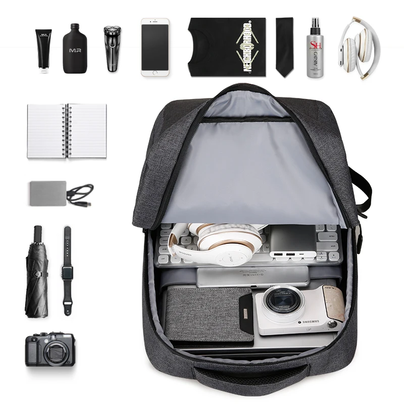 Mark Ryden hombre Mochila de carga USB 17 pulgadas portátil hombre bolsa repelente al agua de viaje Mochila de los hombres