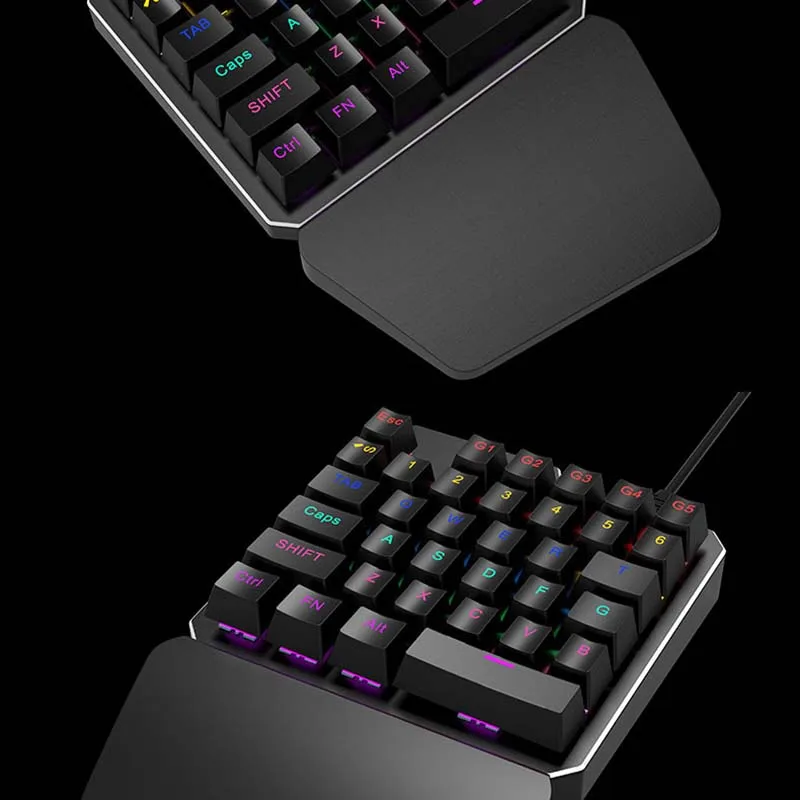 HXSJ Новая Механическая клавиатура с одной рукой 35 клавишная игровая клавиатура красочная светящаяся мини-клавиатура подходит для ноутбука ПК