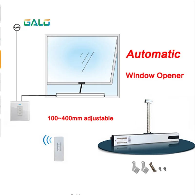 

GALO Newest Adjustable length 100~400mm Chain Automatic Window Opener with remote control