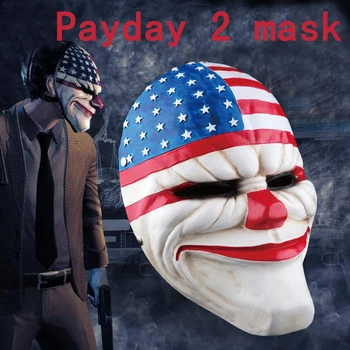 

Payday 2 Mask Resin The Heist Dallas/Wolf/Chains/Hoxton cosplay halloween horror clown masquerade cosplay Carnaval Costume men