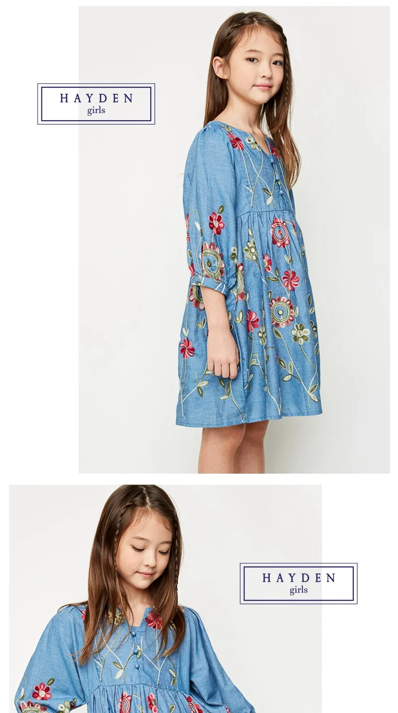 kids flower embroidery dress G3817-11