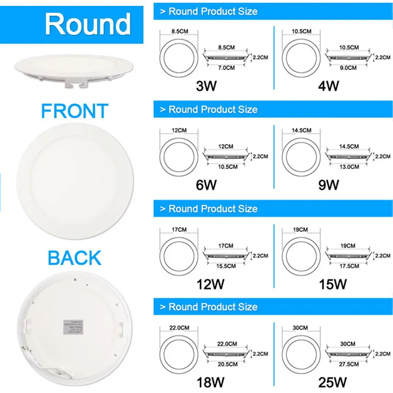 GreenEye ультратонкий AC 85-265v 3 w-25 w светодиодный панельный светильник круглый/квадратный Встраиваемый светодиодный потолочный Светильник направленного света 4w 6w 9w 12w 15w 18w 220v