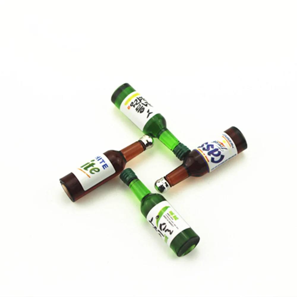 

4Pcs 1/12 Dollhouse Miniature Accessories Mini Wine Bottle Simulation Miniature Drink Furniture for Doll Home Decoration