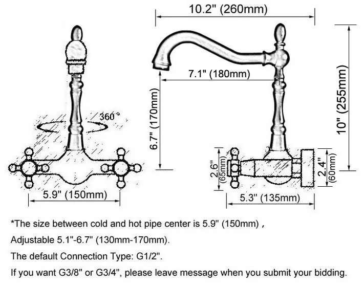 Polished Chrome Brass Ceramic Flower Base Wall Mounted Kitchen Sink Faucet Swivel Spout Mixer Tap Dual Cross Handles anf580