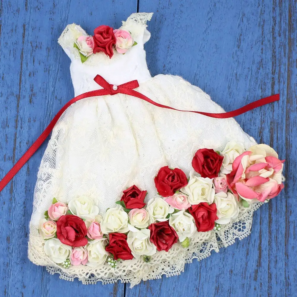Наряды для куклы Blyth, платье с красным цветком, костюм для 1/6, azone BJD pullip licca - Цвет: dress like the pic
