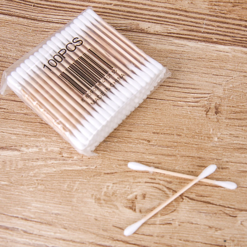 

1 pack Double Cotton Swab Women Beauty Makeup Cotton Buds Wood Sticks Nose Ears Cleaning Cosmetics #2