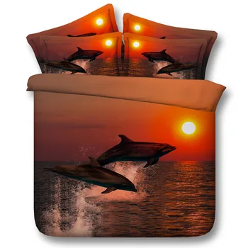 

Black dolphin Digital print Bedding Set Quilt Cover Design Bed Set Bohemian a Mini Van Bedclothes 3pcs JF085