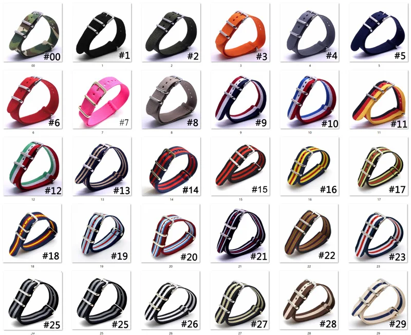 

Fashion 20 mm Watchbands Men Women Army Navy Pink Nato Fiber Woven Nylon Watch Straps Wristwatch Band Buckle 20mm watches belt