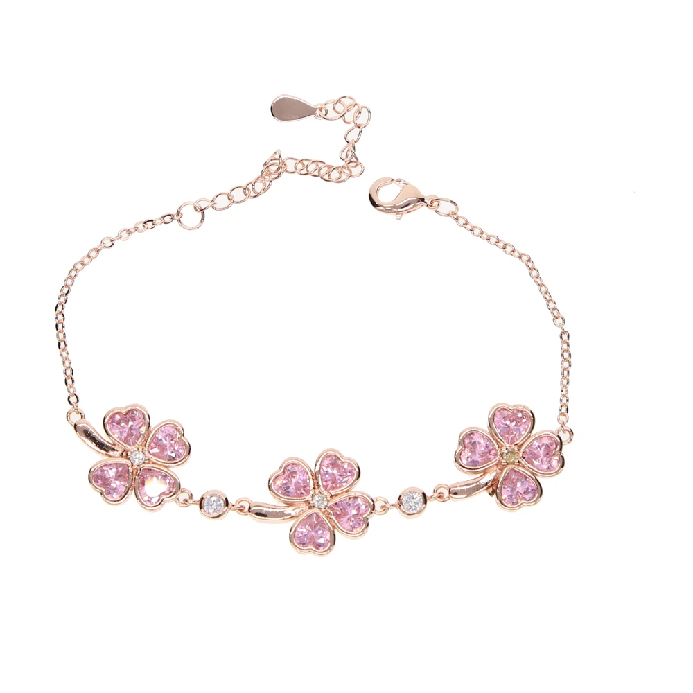 Brazaletes Pulseras Mujer Rushed New Famous Bracelet Femme Brand Rose Color Four Leaf Clover