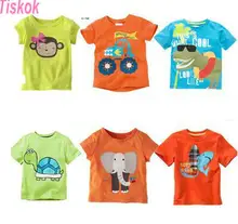 2016 tiskok new new Blouse boys t shirt kids clothing 100%cotton childrens clothes Summer short tee Cartoon dinosaur