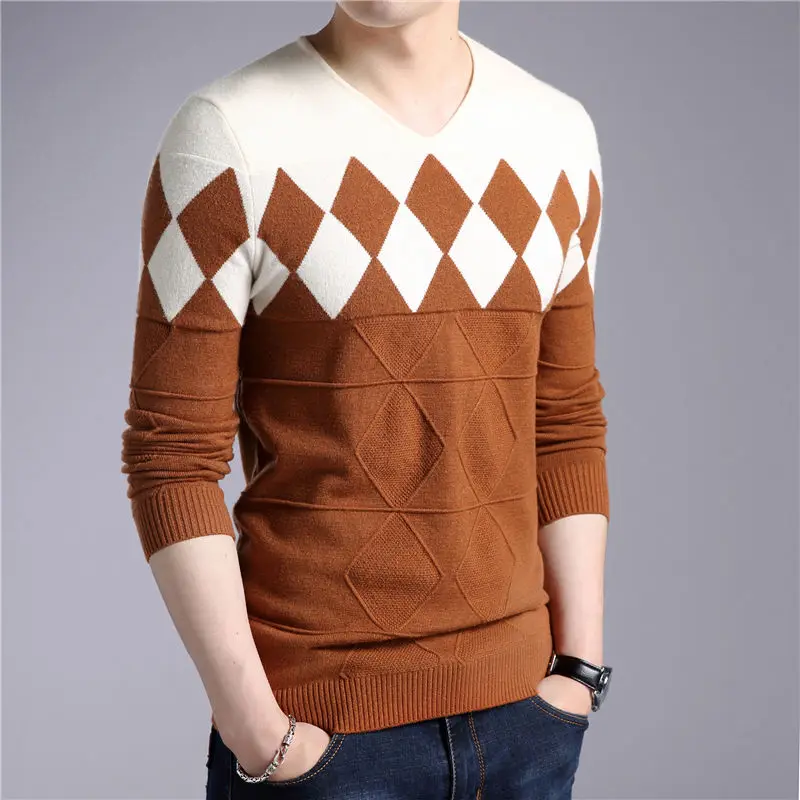 

New fashion sweater men's round neck large size solid color casual middle-aged thin section spring and autumn bottoming swea