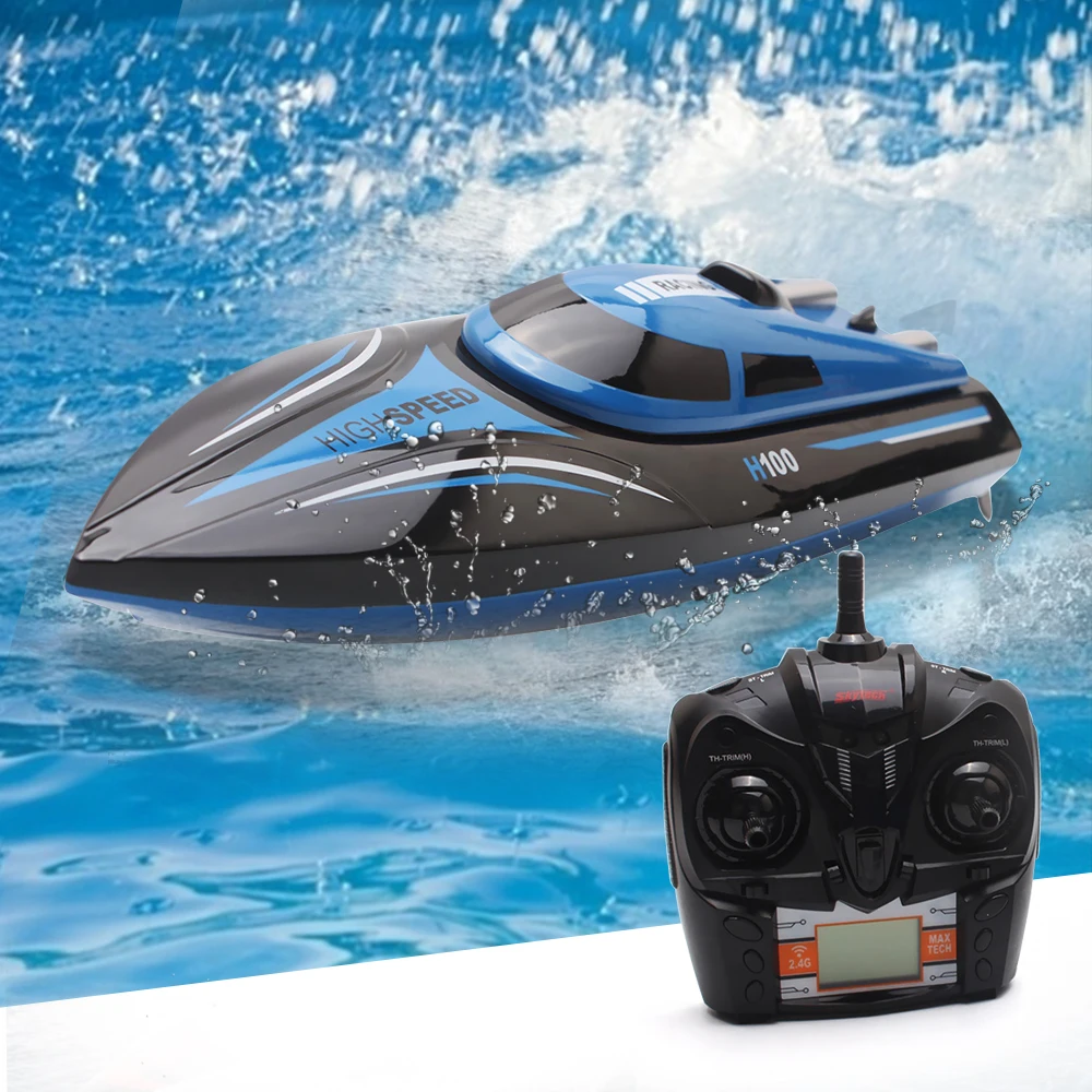 

RC Boat H100 2.4GHz 4 Channel High Speed 30km/H Racing Remote Control Boat With LCD Screen For Children Toys Kids Birthday Gifts