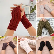 Women Gloves Stylish Hand Warmer Winter Gloves Women Crochet Knitting Mitten Warm Fingerless Gloves 7 Colors